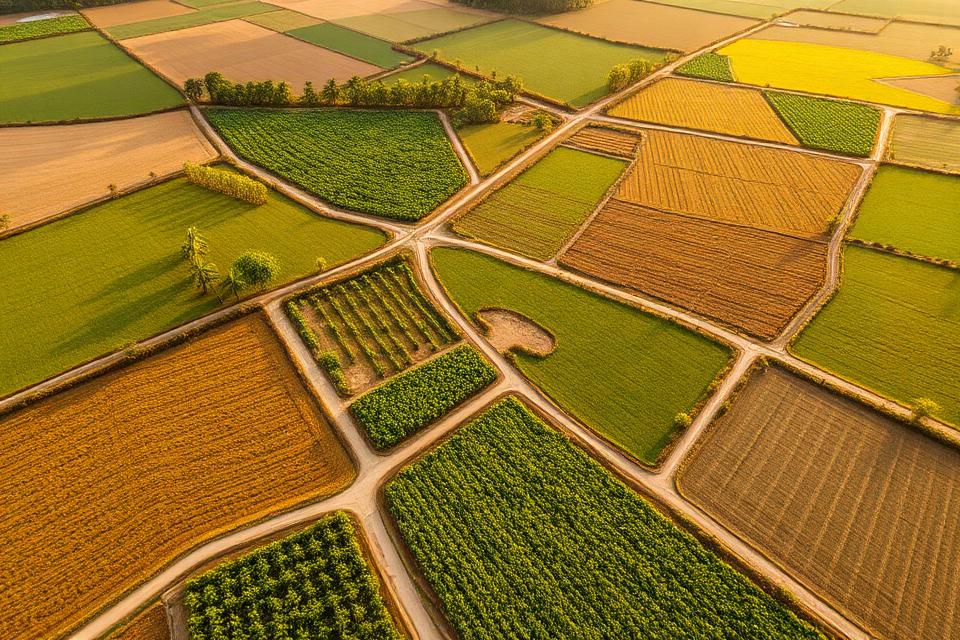 Aerial view of agricultural farmland in Mozambique
